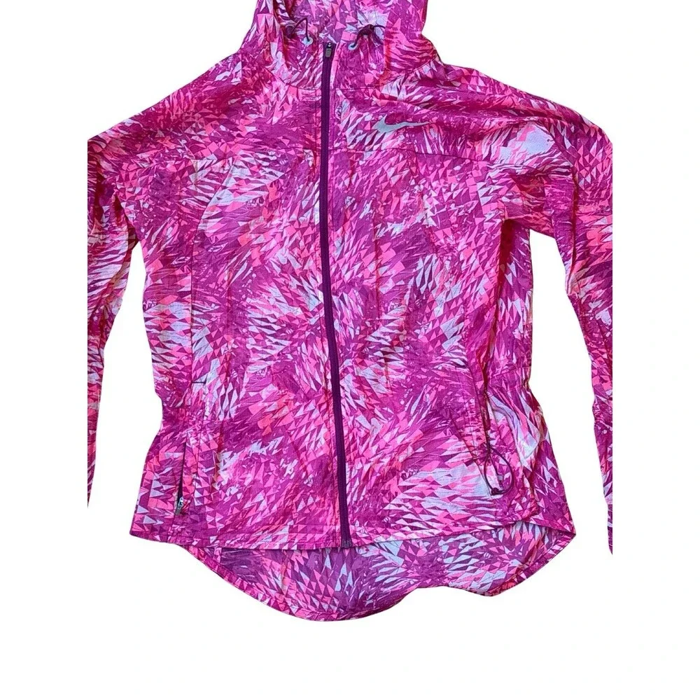 Nike Women’s Medium Lightweight Running Jacket Pink Purple Hooded Full Zip